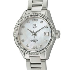 TAG Heuer Carrera Calibre 9 Diamonds WAR2415.BA0776 White Shell Round Date Auth