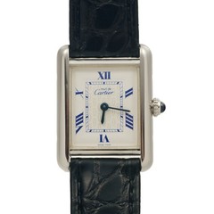 Cartier Must Tank SM Silver W1008354 White Dial Leather Bracelet Quartz Ladies
