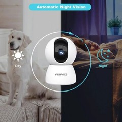Febfoxs Baby Monitor Security Camera, WiFi Indoor Camera, 360-Degree Smart 1080P
