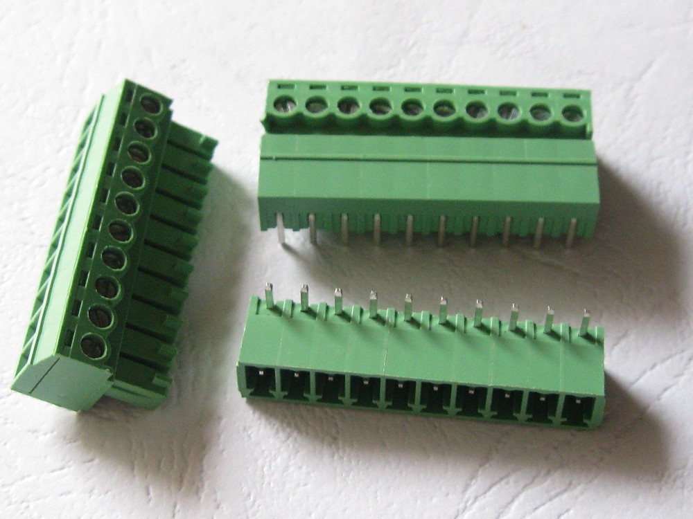 60 pcs Angle 90° 10pin 3.5mm Screw Terminal Block Connector Pluggable Type Green