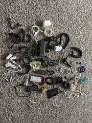 Electronics Junk Drawer Lot 40pcs Wires, Cables, Headphones Etc Untested