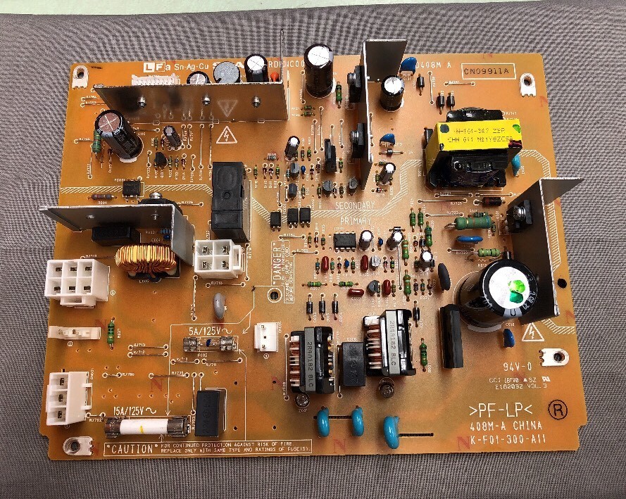 Sharp 408M-A RDENC0015QS11 K-F01-300-A11 ZSSD408M Copier Power Supply Board