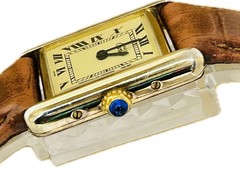 Cartier Must Tank SM W1003153 Women’s Quartz Watch Square Brown Band Accessary