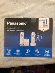 PANASONIC Cordless Phone KX-TGD832 Set (NEW IN BOX) 2 Handsets w/ Base – WHITE