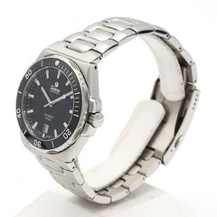 Tutima Seven Seas S 6156-02 Automatic Black Dial SS Silver Band Mens Watch Auth