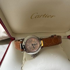 CARTIER Watch Miss Pasha Pink Dial Leather Stainless Steel Sapphire Crystal