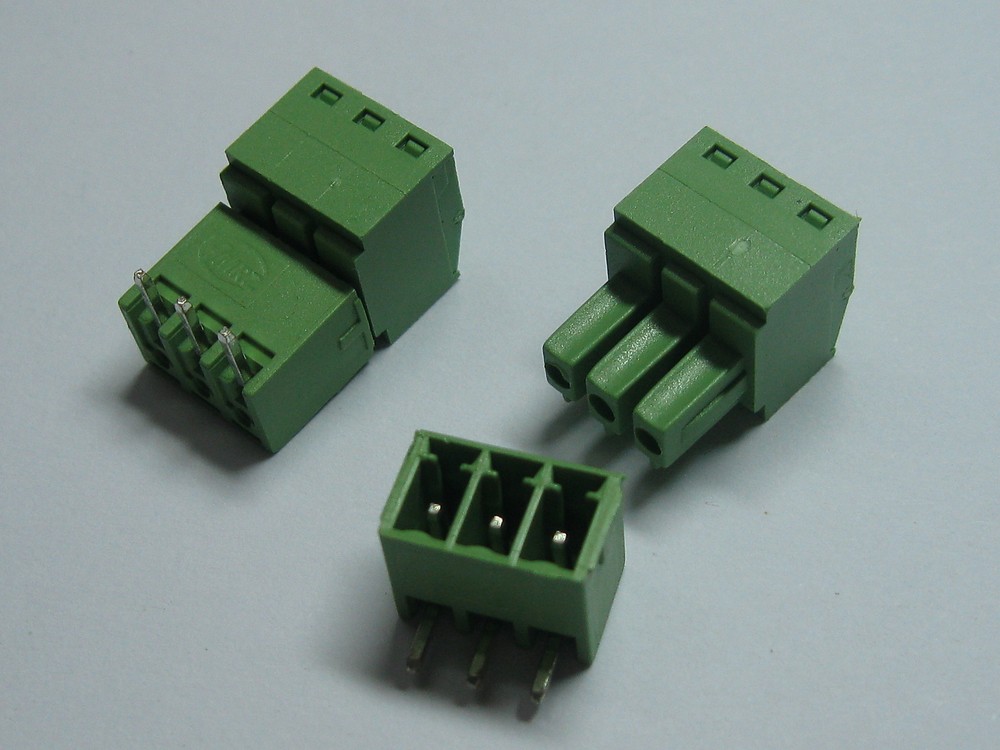 50 pcs Screw Terminal Block Connector 3.81mm Angle 3 pin Green Pluggable Type