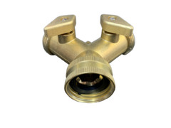 Heavy Duty Garden Water Hose All Brass Manifold 2 Way Swivel Y Splitter Shutoff