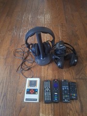 Mixed Lot Electronics. Sony & RCA Older Headphone Sets, Remotes, & Mattel Game!