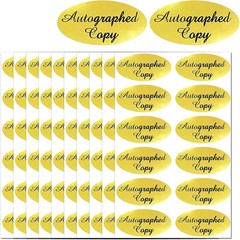 1008 PCS ‘Autographed Copy’ Stickers-1 X 2Inch Oval Gold Foil Labels Gold Foil A