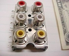 10 RCA Jacks, 6 Position 3 Channel PCB Mount Color Coded, Salvage Freight, New
