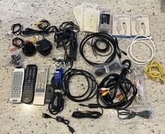 LOT OF MISC ELECTRONICS & CABLES – CHARGERS, ADAPTERS, REMOTES & MORE