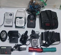 Vintage Electronics Lot Juliette Jensen Lantern Radio Earbuds Flashlights Bulk