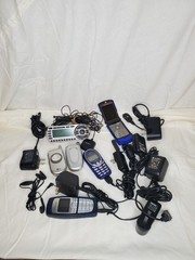 Junk Drawer Lot-Vtg. Electronics/Cell Phones/Cords/Sirius/Motorola/Samsung/AS IS