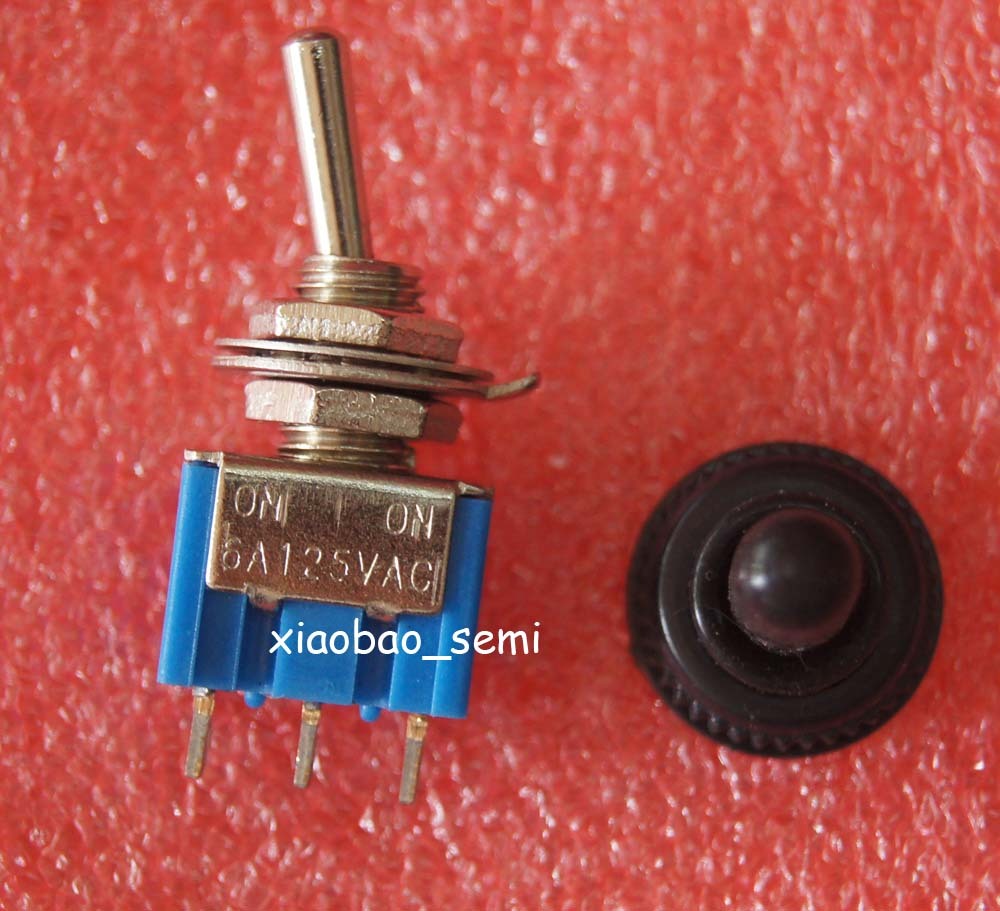 10pcs MTS-102 Mini 3-Pin SPDT ON-ON 6A 125VAC Toggle Switches + Waterproof boot