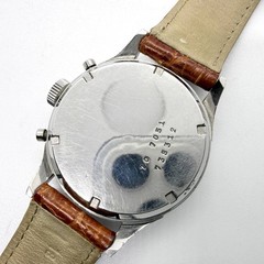 ERNEST BOREL Watch Round SS/Leather Beige Triple Chrono Hand-wound Men’s Working