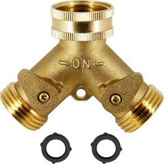 ATDAWN 2 Way Brass Hose Splitter, 3/4″ Brass Hose Connectors, – 1 Pack