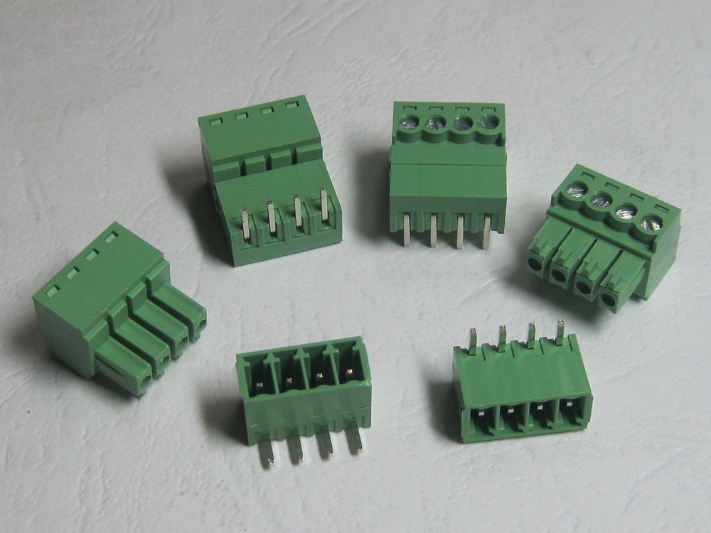 60 pcs Angle 4 pin Pitch 3.81mm Screw Terminal Block Connector Pluggable Type