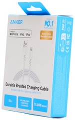 Anker 3ft’ Braided Lightnin to USB-A Charging 3x Faster,￼Cable – White