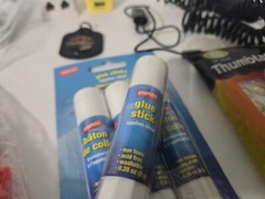 Mixed Lot Of Office Supplies, Chargers, Ear Buds, Exc. Check Photos