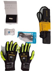 Lot OF : gloves 2 Power Strips+ protector, USB 3.0 128GB Flash Drive, Cables,