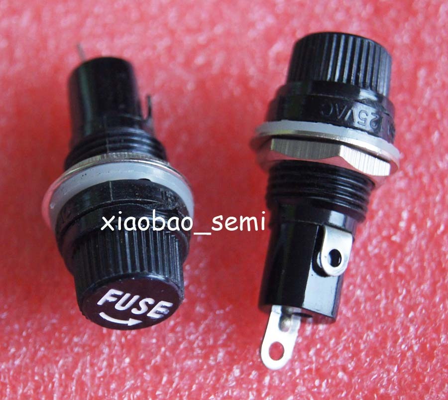 10x Chassis Panel Mount Fuse Holder Socket for 5*20 Glass Fuses 250V 10A 5x20mm