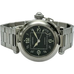 Cartier Watch Pasha C W31043M7 Black Silver Stainless Steel Automatic Women’s