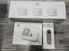 Google Nest Smart Home Bundle – WiFi 3-Pack, Nest Hub, Nest Doorbell