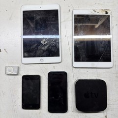 Lot of 6 Apple Devices – iPhone & 2 iPads Apple TV iPod – For Parts / Repair