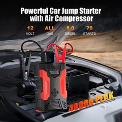 Car Jump Starter, 4000A Peak 30000Mah 150PSI Tire Inflator Digital Display LED
