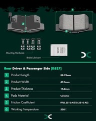 SCITOO D537 Rear Ceramic Brake Pads Sets Fit For Acura CL/CSX/EL/ILX/Integra/RSX