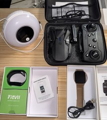 Misc Lot Of 6 Fitness Trackers + Wake-up Glow Alarm Clock+ Generic Flying Drone