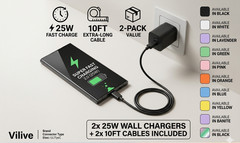 10ft USB C Fast Charger Kit for Samsung Galaxy S25 S24 S23 Ultra S22, 20W