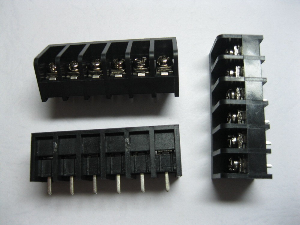 20 pcs Screw Terminal Block Connector 6 pin 8.25mm Barrier Type Black DC39B New
