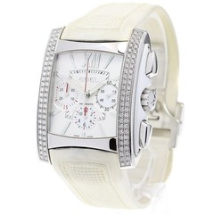 Ebel 1215785 Brasilia Chronograph Automatic Men Watch White Dial 37mm SS Rubber