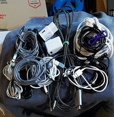 Mixed USB Charging Cables, Adapters. Mostly Android, 1 Extension Cord
