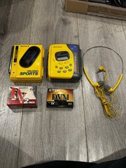 Sony Walkman Sports Lot Of 2 With Headphones And Cassettes Untested Lot