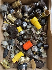 Vintage Electronics Lamp Sockets Plugs Outlets Etc Untested Parts Lot Electrical