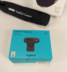 Lot of 3 Electronics Accessories Wireless Charger Monopod Tripod Webcam