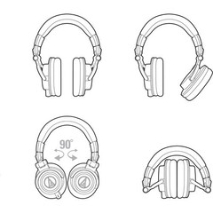 Audio-Technica ATH-M50x Monitor Headphones (Black) with Cleaning Kit, 6Pk Cable
