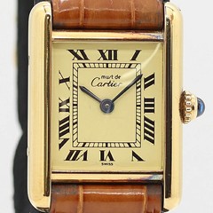 Cartier Must Tank Vermeil SV925 17232 Quartz Ladies Watch Square Dial Accessary