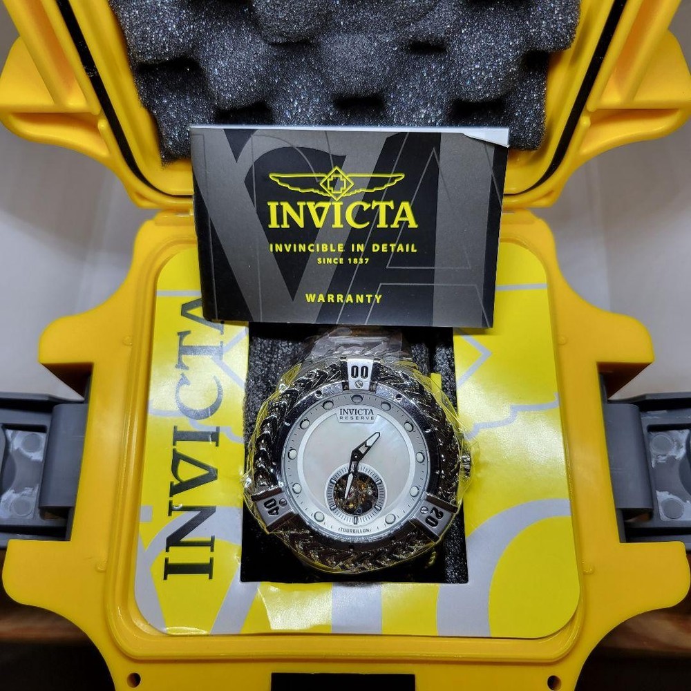 Invicta Reserve Bolt Hercules Tourbillon 53mm Watch White Dial Steel Box Book