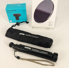 Lot of 3 Electronics Accessories Wireless Charger Monopod Tripod Webcam