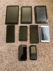 Lot of 9 Android Tablets and Phones Power On Not Fully Tested For Parts Only
