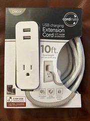 Coordinate USB Charging Extension Cord 10 Foot 2.4A Charging Ports NEW
