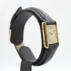 Cartier Must Tank SM SV925 Quartz Yellow Dial Ladies Watch Square Accessary