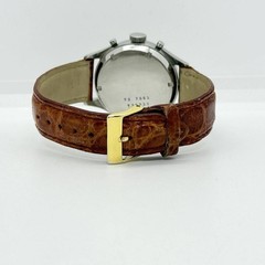 ERNEST BOREL Watch Round SS/Leather Beige Triple Chrono Hand-wound Men’s Working