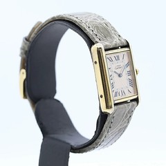 Cartier Must Tank MM W1018687 Quartz Watch Silver Boys Square Dial Accessary
