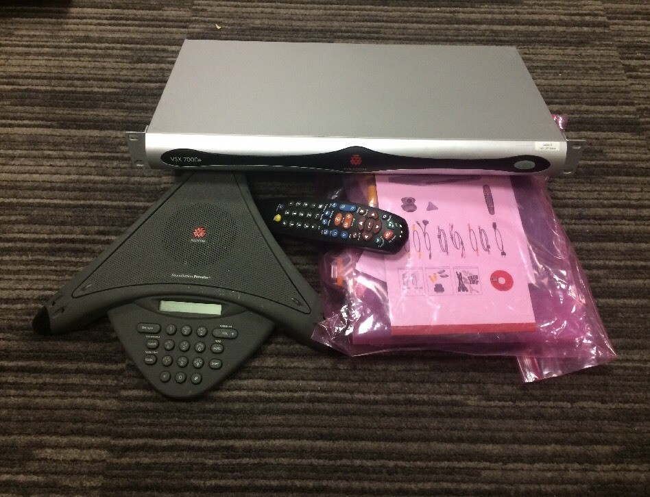 POLYCOM RECEIVER VSX7000E SOUND STATION REMOTE AND CABLES SEE PICS DESCRIP
