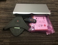 POLYCOM RECEIVER VSX7000E SOUND STATION REMOTE AND CABLES SEE PICS DESCRIP